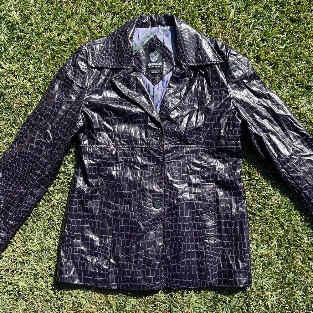 Y2K Dollhouse purple crocodile print jacket